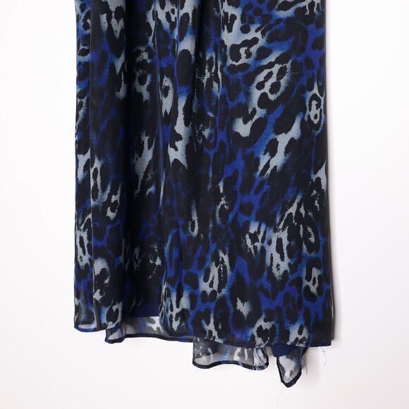 RAMY BROOK Allymay Sleeveless Silk Top Leopard Animal Print Navy Blue Women's L - Picture 11 of 15